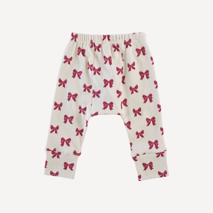 classic panda pant | red bow | organic cotton interlock