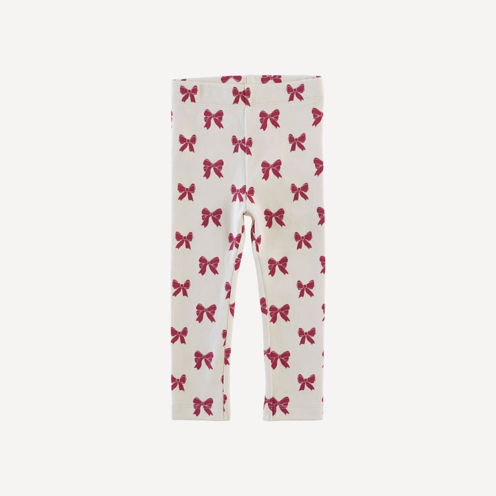 classic skinny legging | red bow | organic cotton interlock