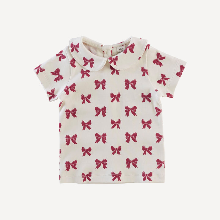 short sleeve peter pan tee | red bow | organic cotton interlock