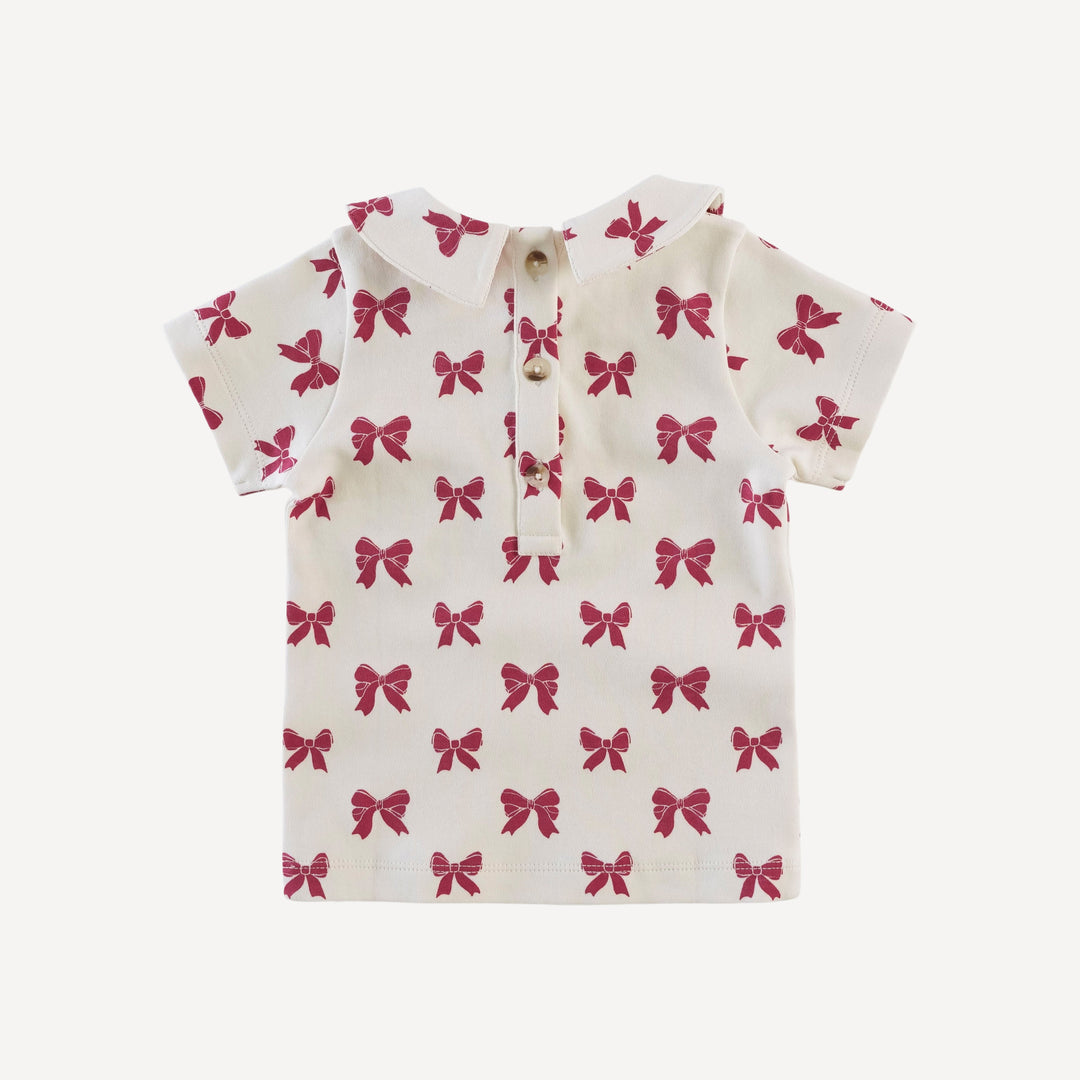 short sleeve peter pan tee | red bow | organic cotton interlock