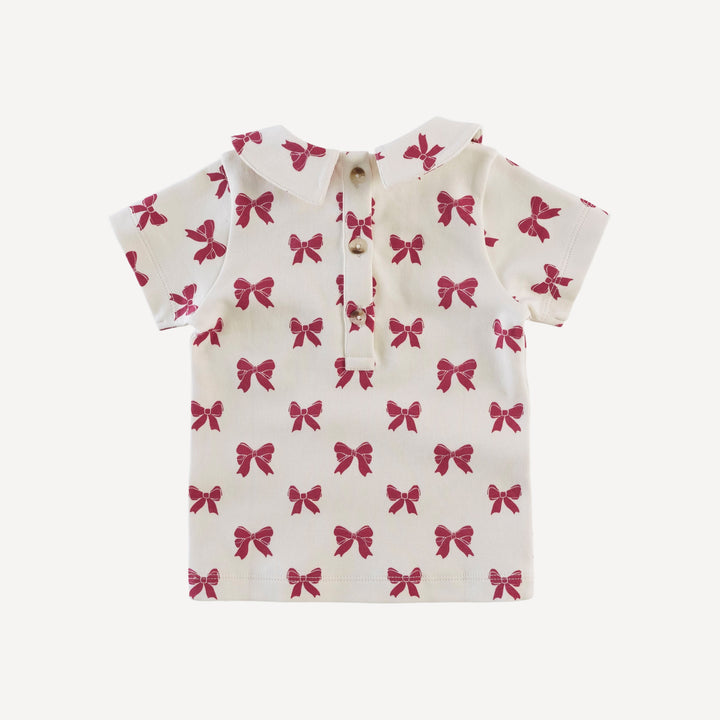 short sleeve peter pan tee | red bow | organic cotton interlock