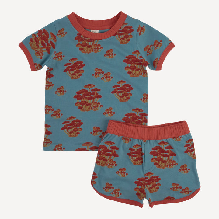 ringer short set | red mushroom bunch | organic cotton jersey