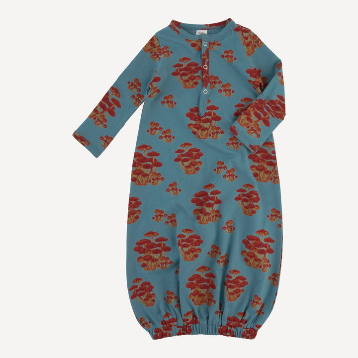 long sleeve classic infant sacque | red mushroom bunch | organic cotton jersey
