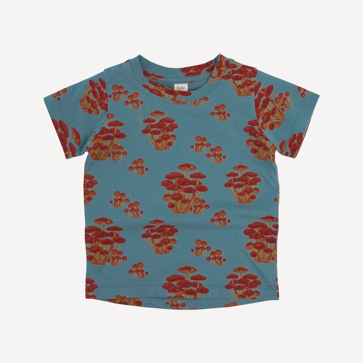 short sleeve essential boxy tee | red mushroom bunch | organic cotton jersey