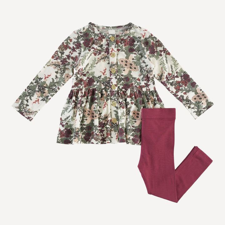 long sleeve button top + legging set | red queen annes lace | modal