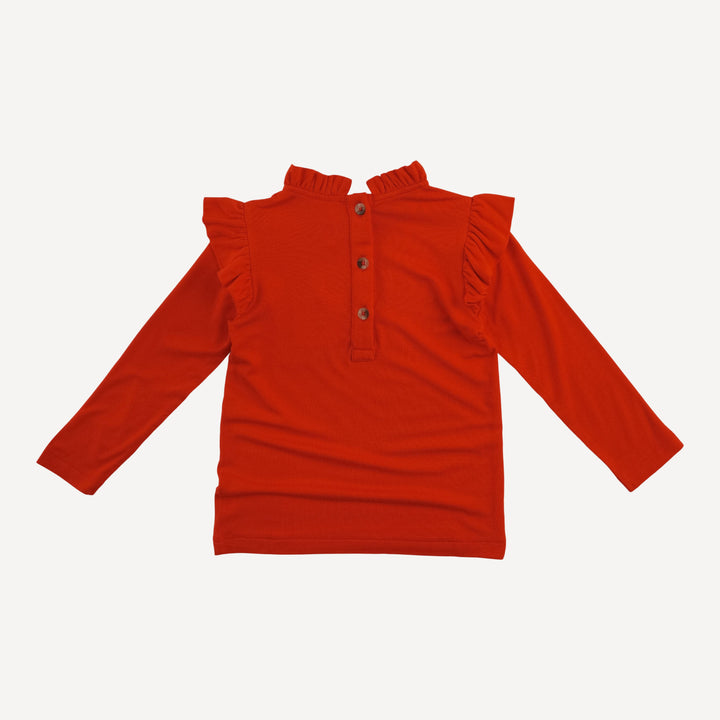 long sleeve little ruffle tee | red rum | bamboo