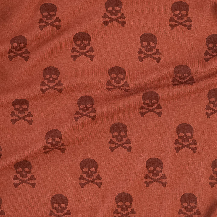 short sleeve peter pan pom pom top | red skulls | organic cotton interlock