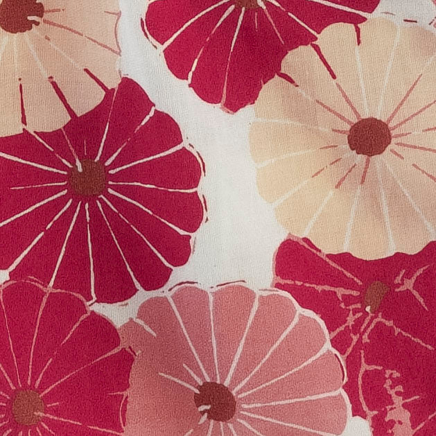pole pocket window panel set of 2 | red vintage daisy | organic cotton woven