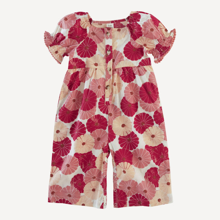 the woodland gaucho jumpsuit | red vintage daisy | organic cotton woven