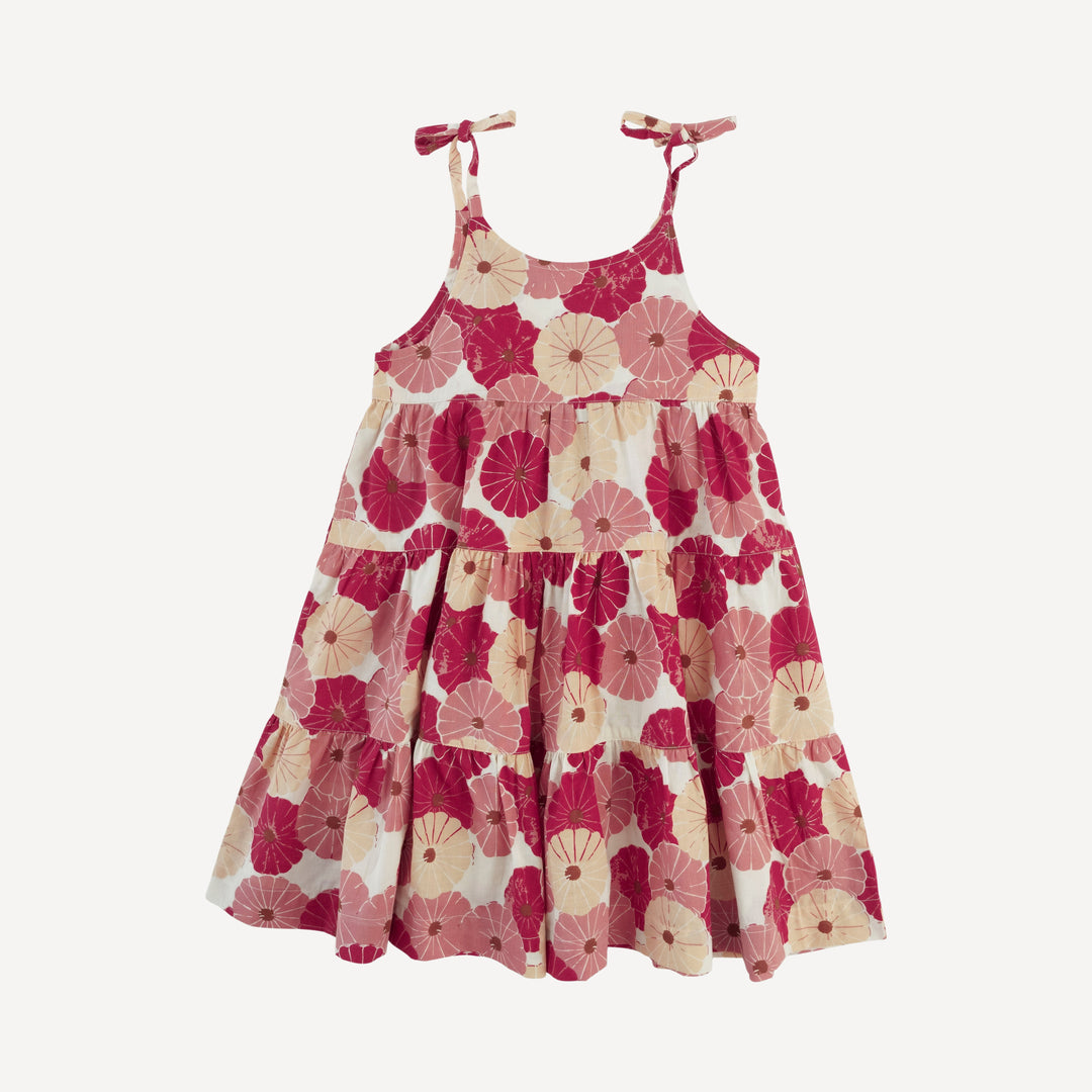 spaghetti tie prairie dress | red vintage daisy | organic cotton woven