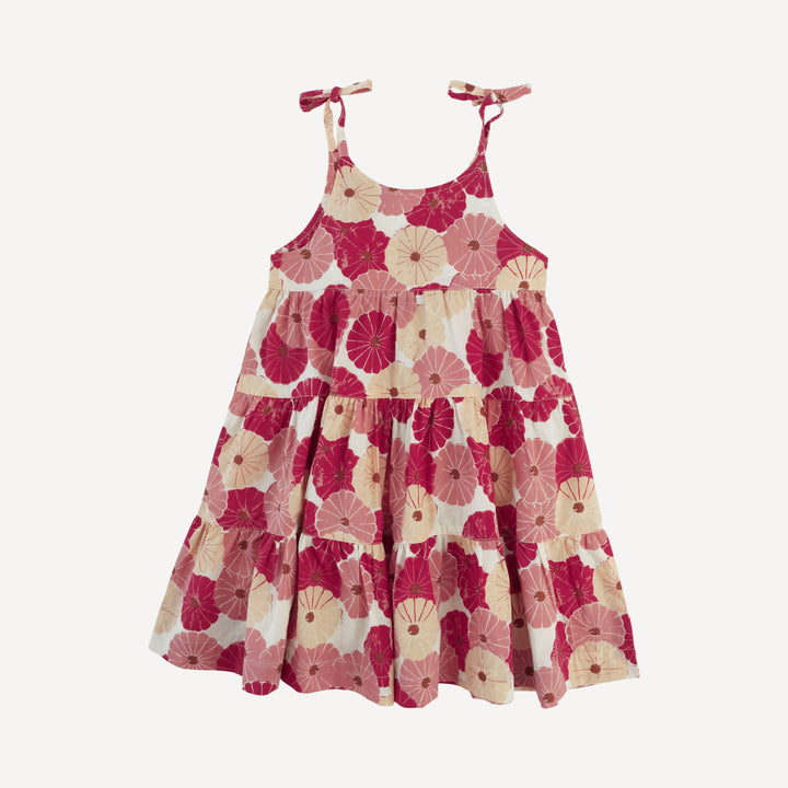 spaghetti tie prairie dress | red vintage daisy | organic cotton woven