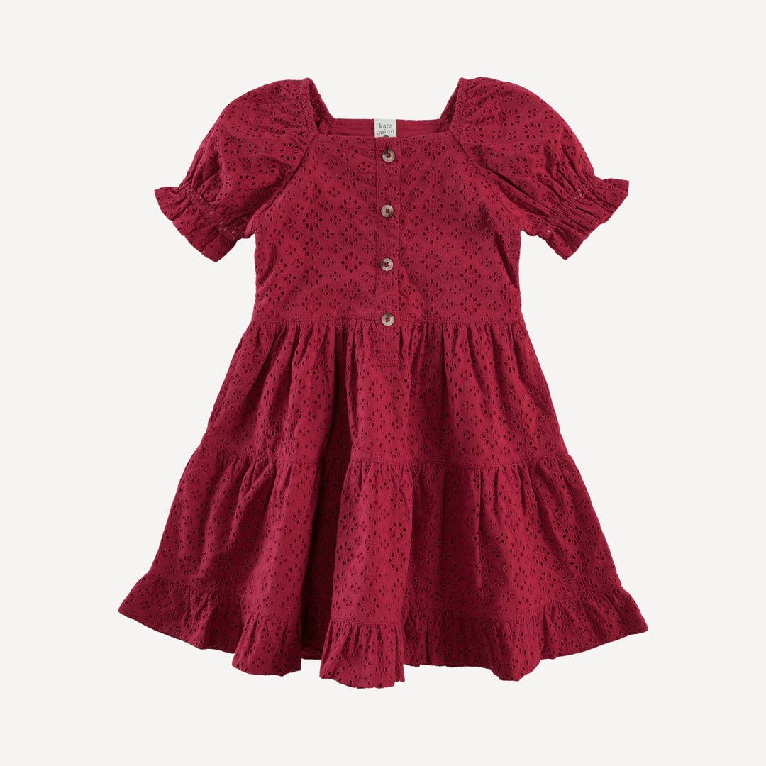 100 acre wood dress | red violet | organic cotton woven eyelet
