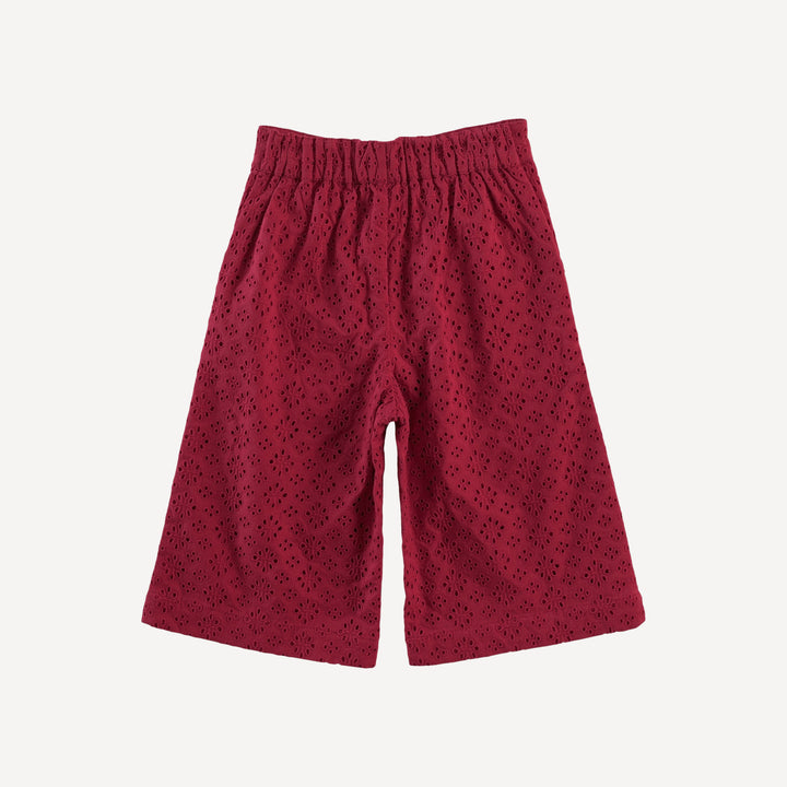 piped sailor pant | red violet | organic cotton woven eyelet