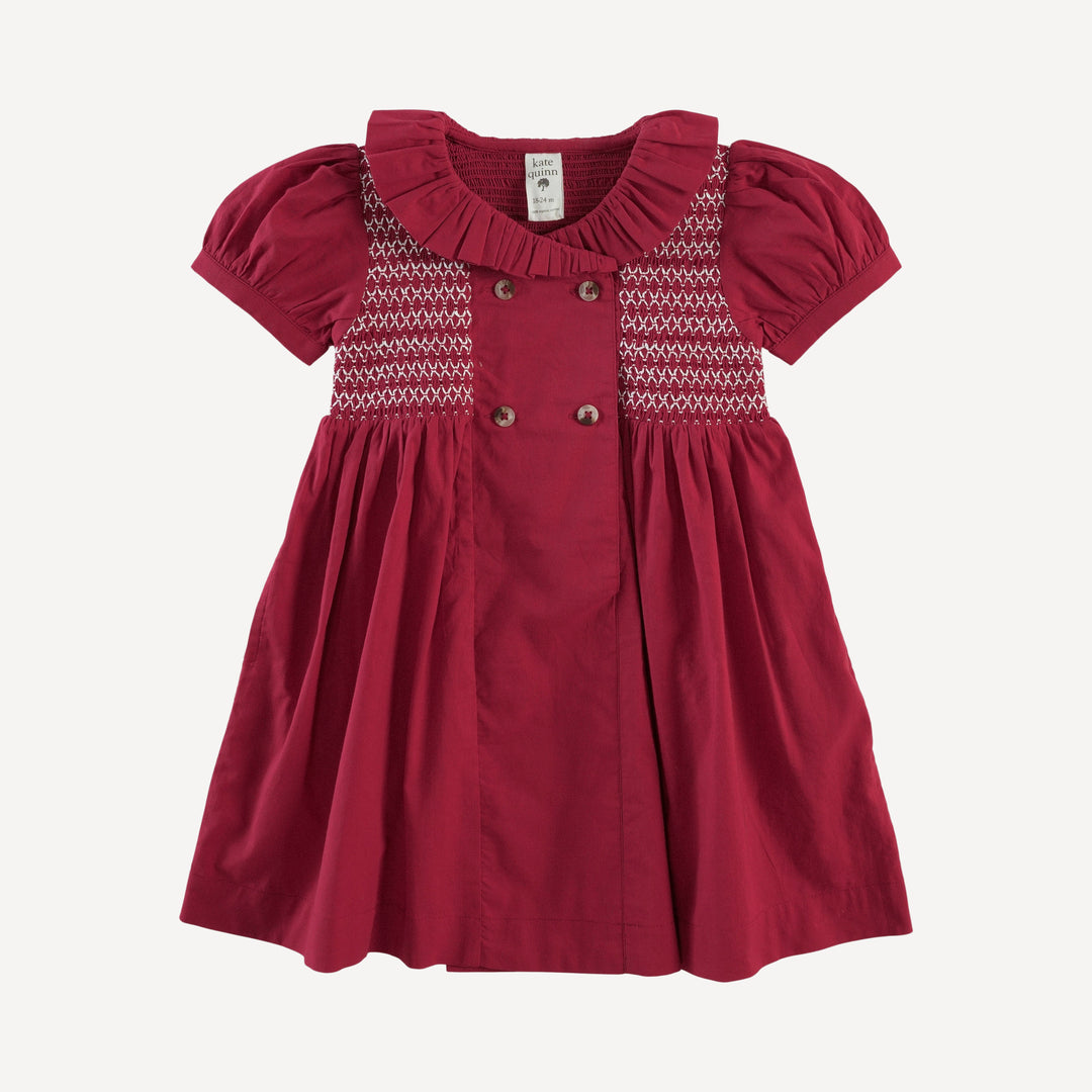 roo smocked dress | red violet | organic cotton woven