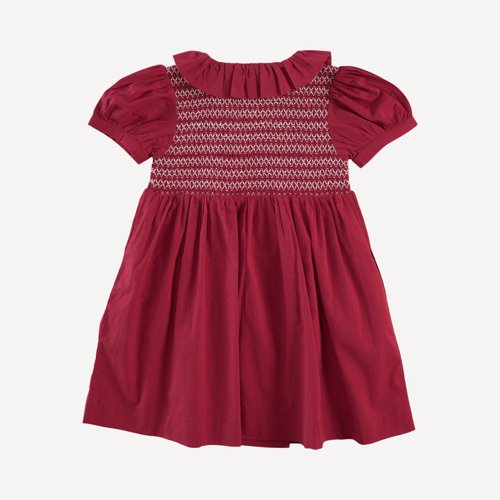 roo smocked dress | red violet | organic cotton woven
