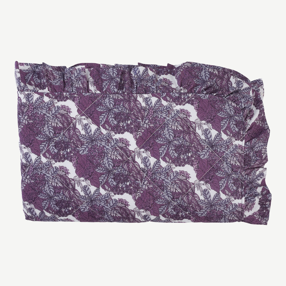 classic ruffle quilt | grape goldilocks floral | organic cotton woven