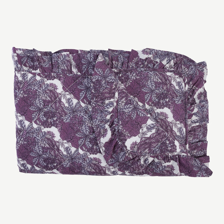 classic ruffle quilt | grape goldilocks floral | organic cotton woven
