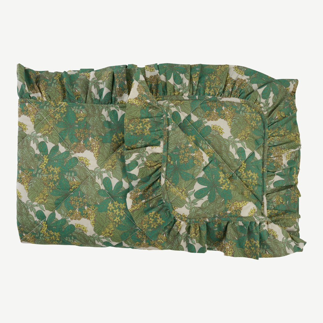 classic ruffle quilt | endive goldilocks floral | organic cotton woven