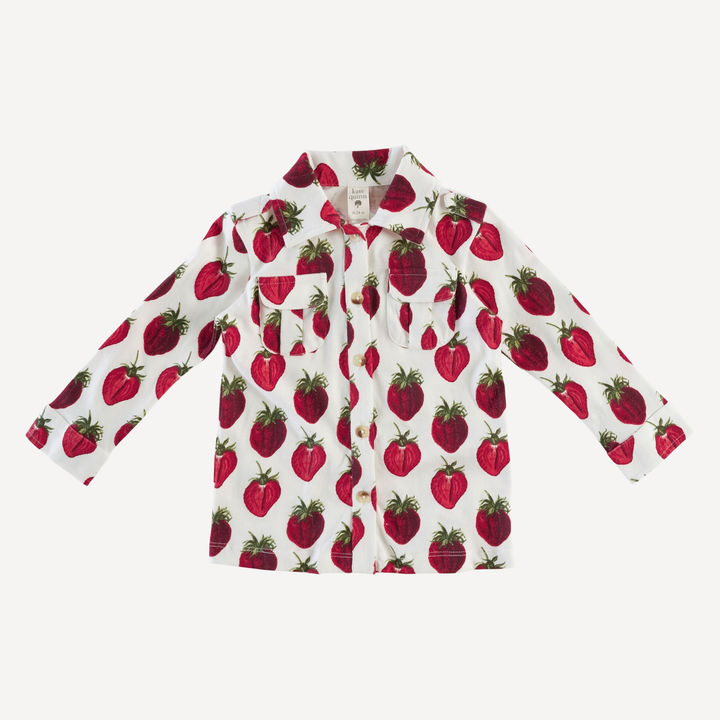 long sleeve military top | strawberry | organic cotton jersey