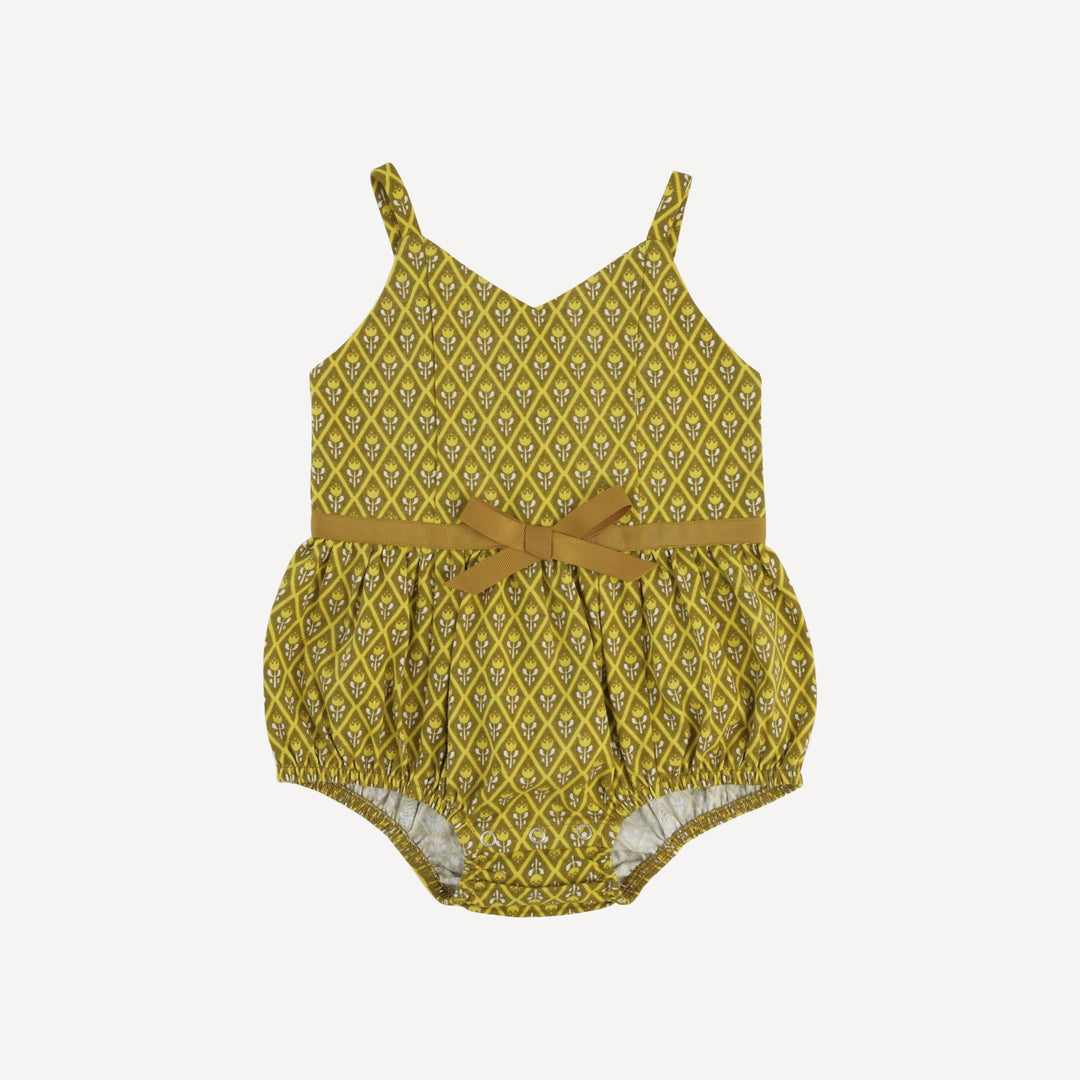 spaghetti bow bubble | retro diamond floral | organic cotton jersey