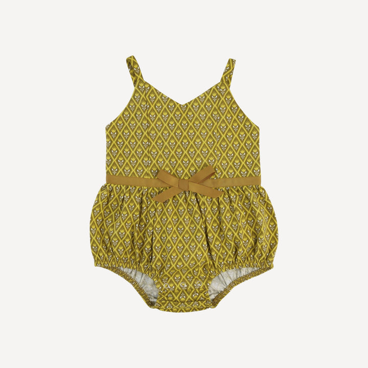 spaghetti bow bubble | retro diamond floral | organic cotton jersey