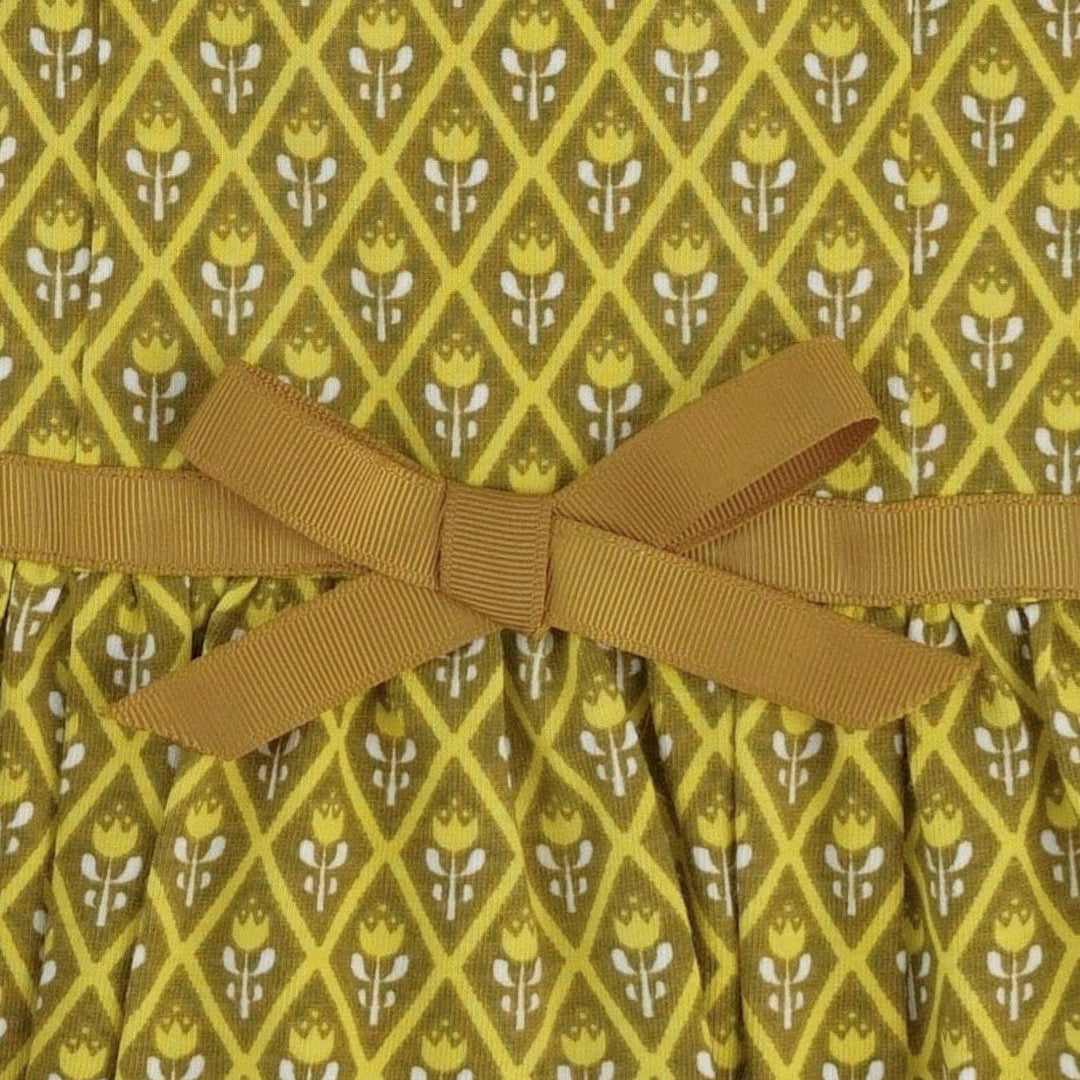 spaghetti bow bubble | retro diamond floral | organic cotton jersey