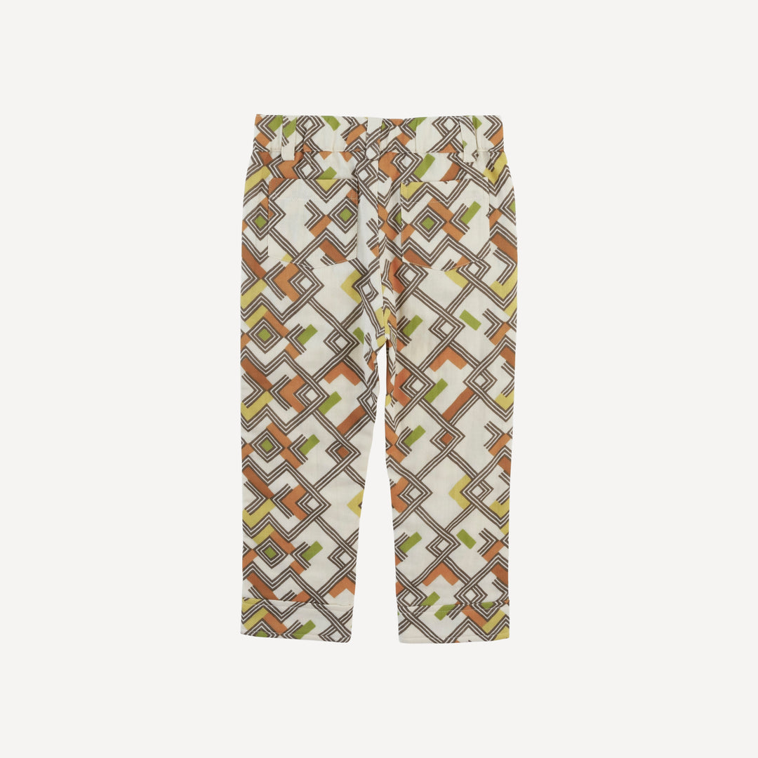 pintuck pant | retro ranch argyle | organic cotton gauze