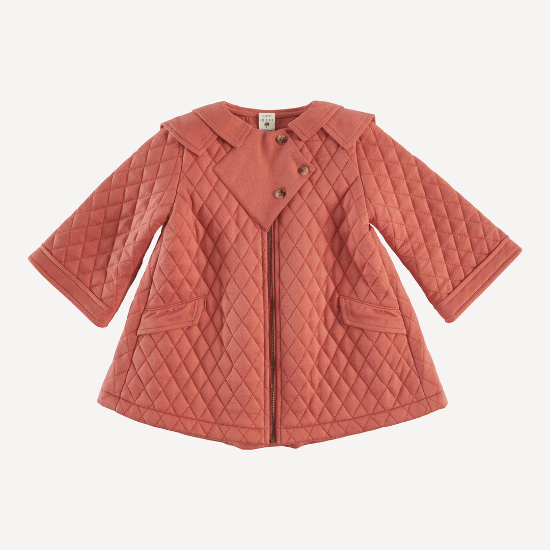 quilted diamond yoke double collar jacket | rhubarb | bamboo