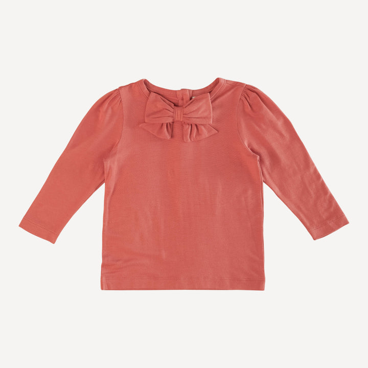 long sleeve bow top | rhubarb | bamboo