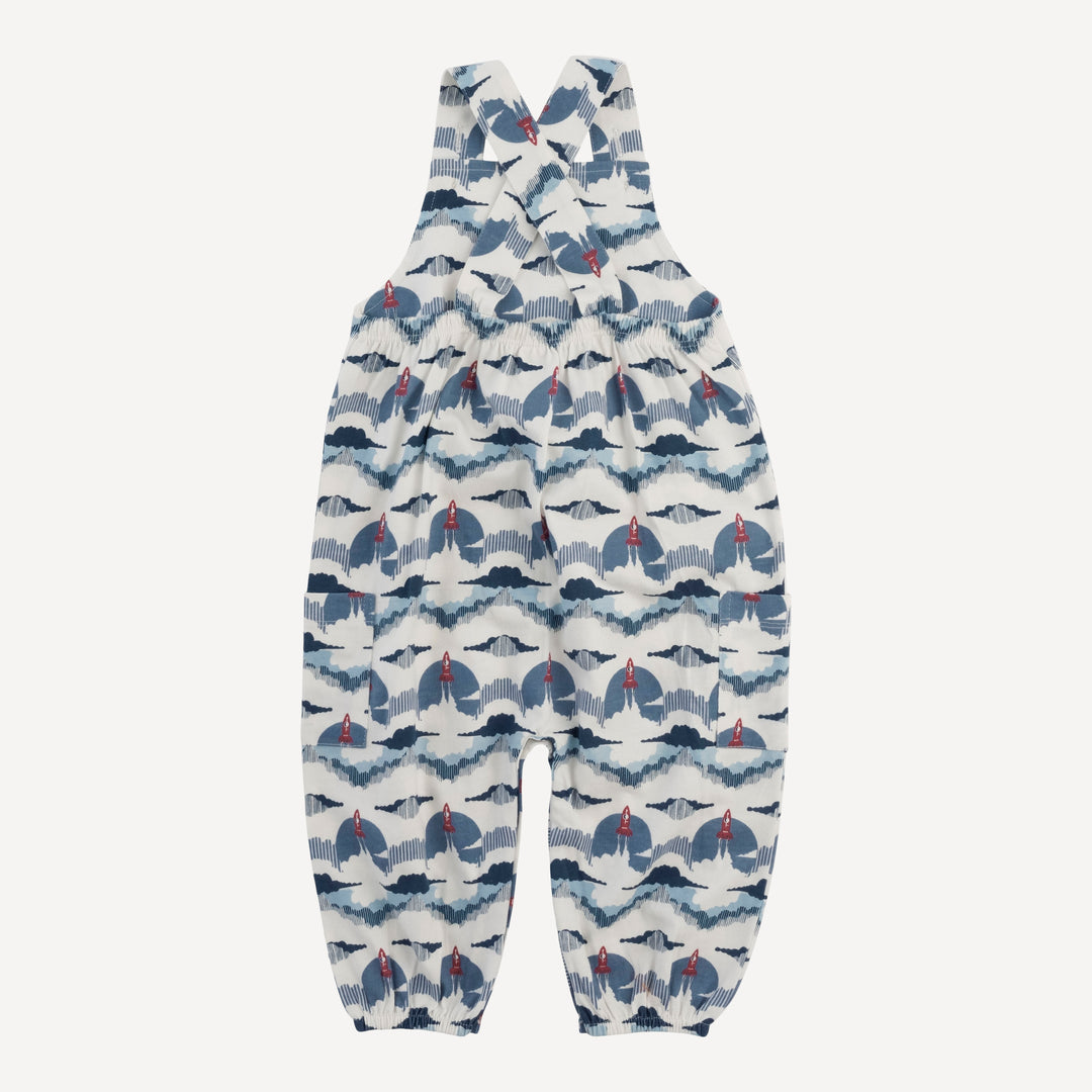 gathered bubble pocket overall | rocket ship | organic cotton jersey