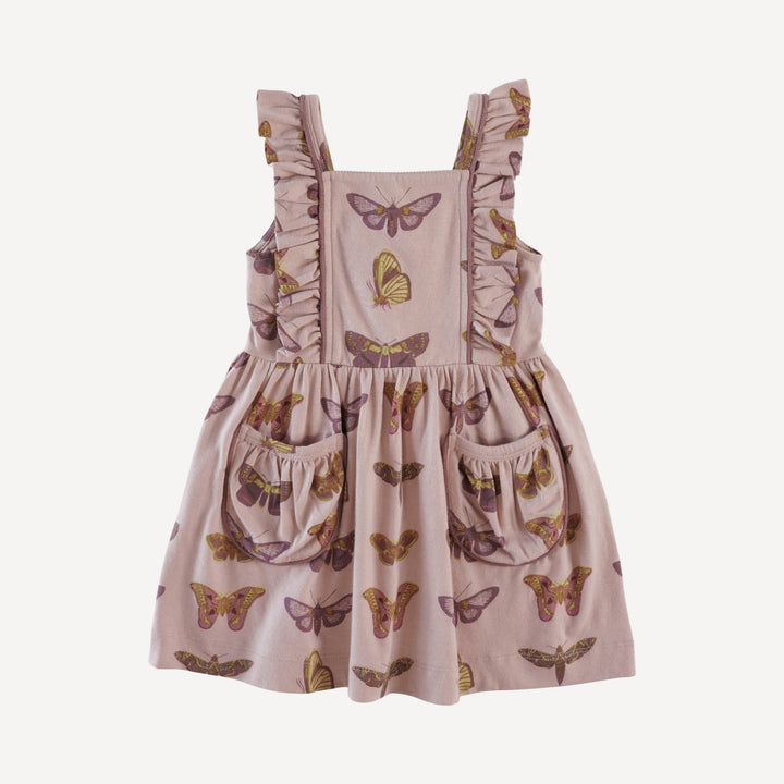 piped flutter pinafore pocket dress | rose moth | organic cotton jersey