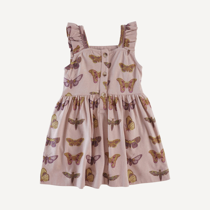 piped flutter pinafore pocket dress | rose moth | organic cotton jersey