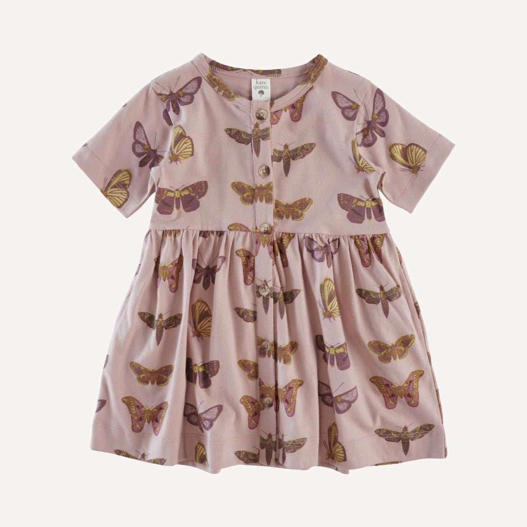 short sleeve button dress | rose moth | organic cotton jersey