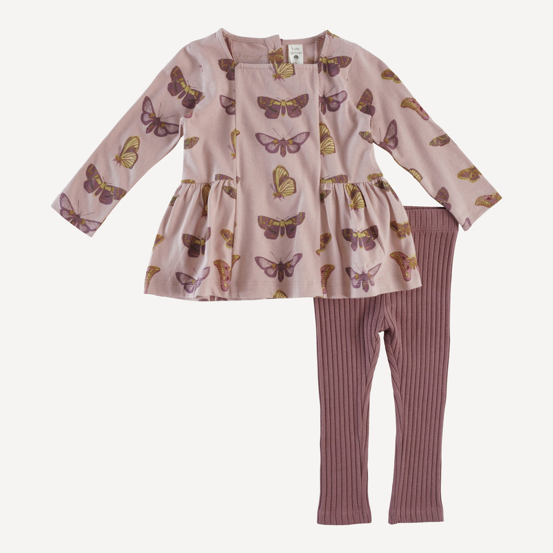 long sleeve ballerina top + legging set | rose moth | organic cotton jersey