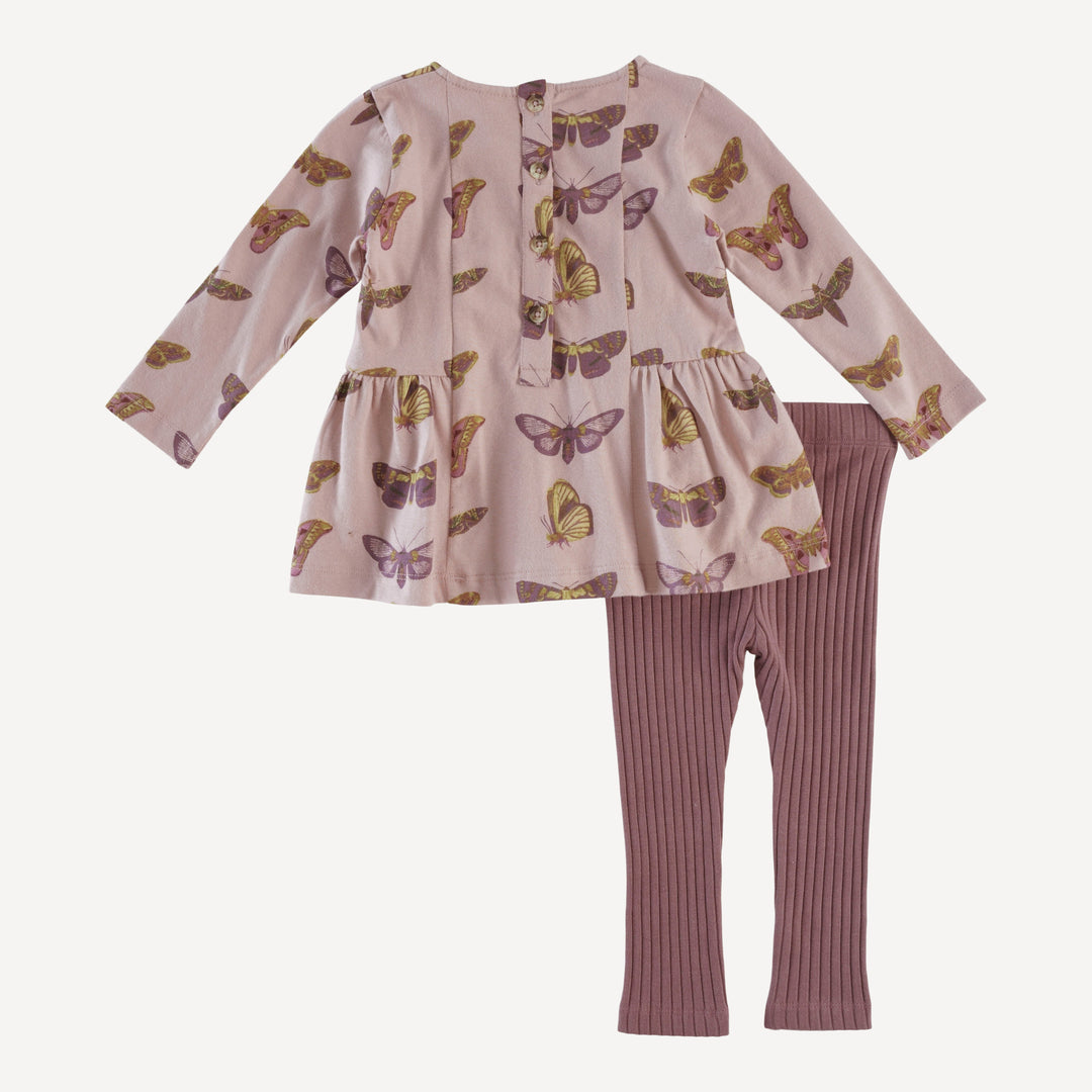 long sleeve ballerina top + legging set | rose moth | organic cotton jersey