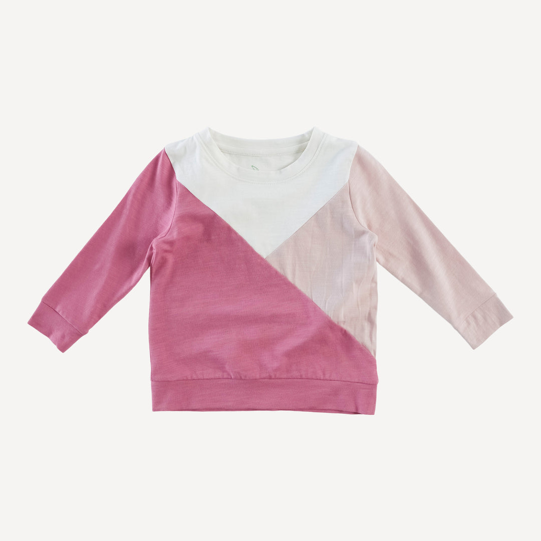 long sleeve color block top | rose petal | organic cotton slub