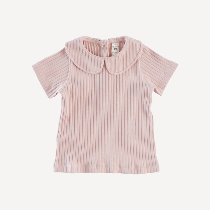 short sleeve peter pan tee | rose smoke | organic cotton wide rib