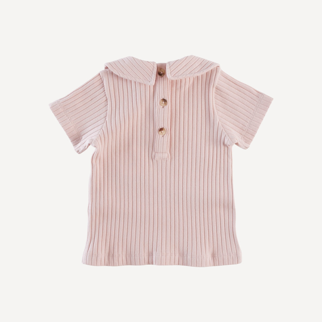 short sleeve peter pan tee | rose smoke | organic cotton wide rib