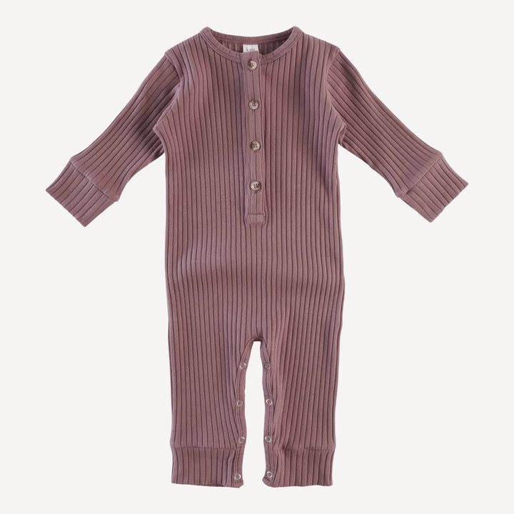 long sleeve sport union suit | rose taupe | organic cotton wide rib