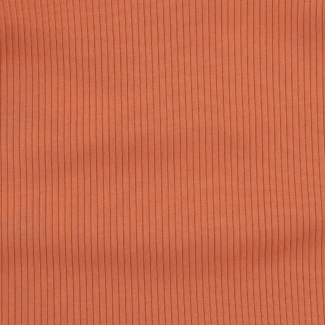 long sleeve ruffle shoulder top | rust | organic cotton single rib