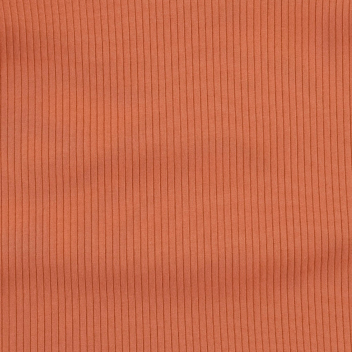 long sleeve ruffle shoulder top | rust | organic cotton single rib