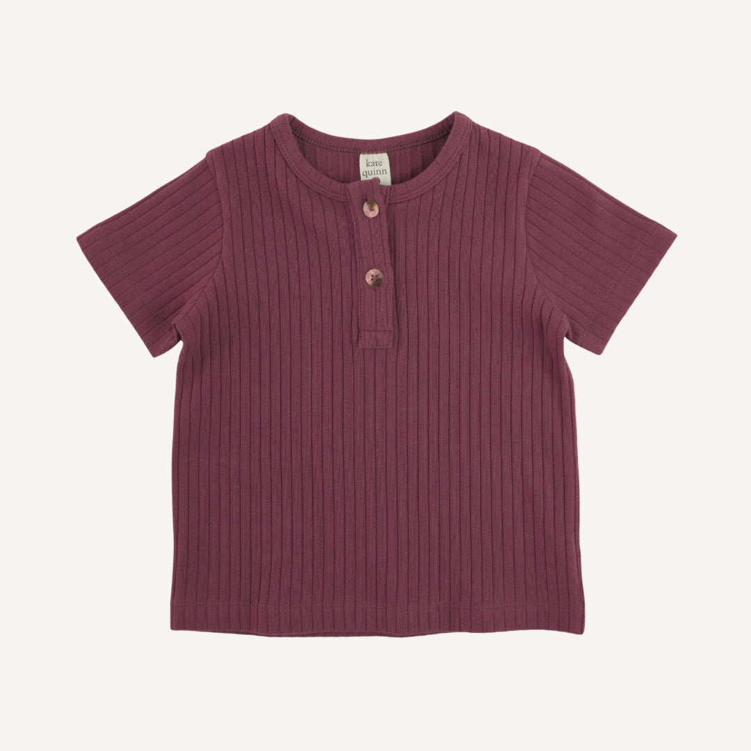 short sleeve basic henley tee | wild ginger | organic cotton wide rib