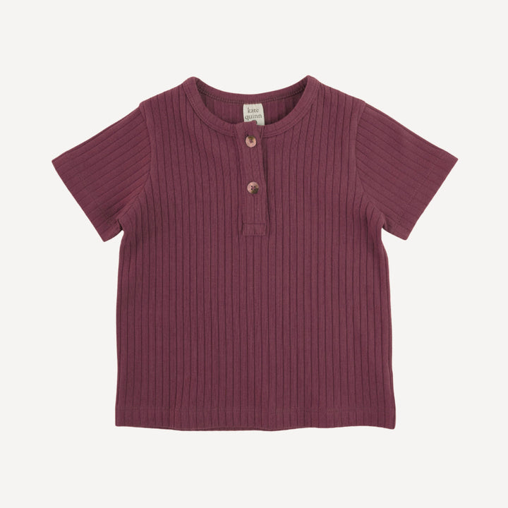 short sleeve basic henley tee | wild ginger | organic cotton wide rib