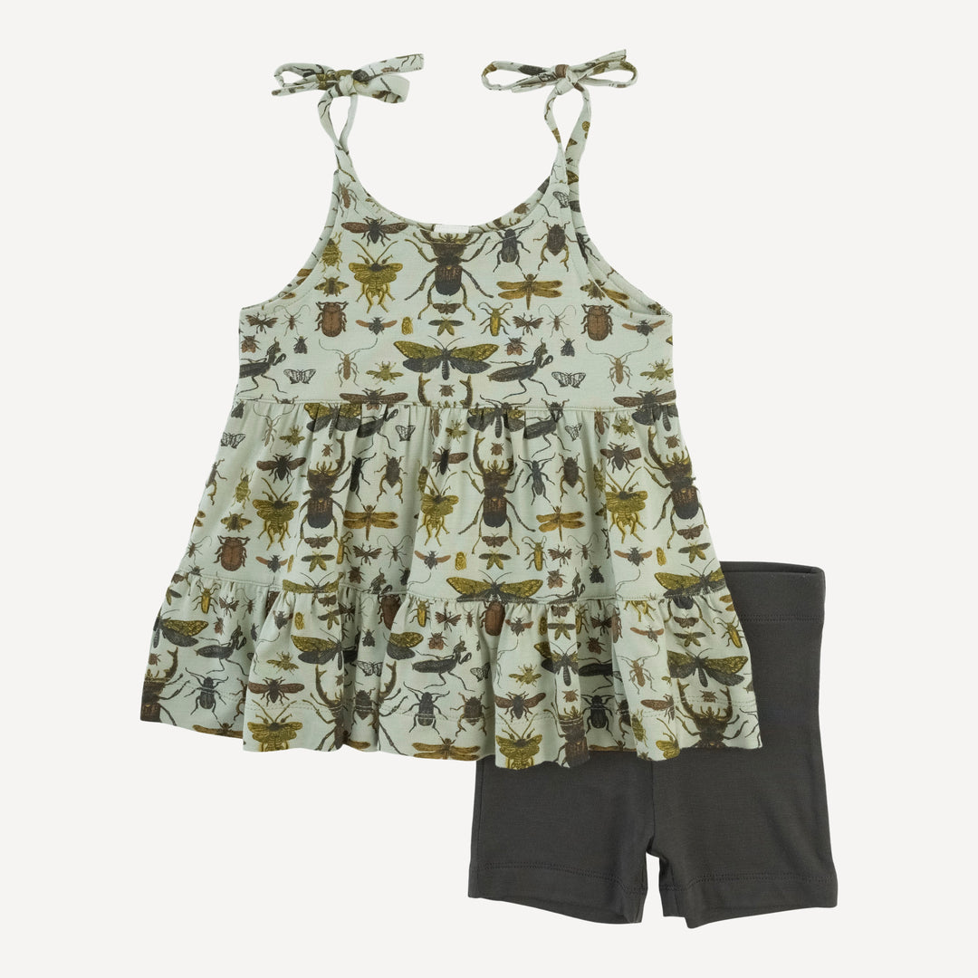 spaghetti tie prairie top and bike short set | sage insects | modal