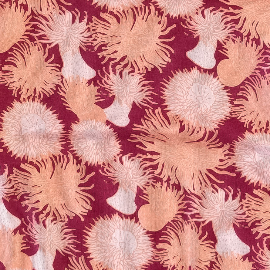 2 piece pom pom bubble sunsuit | sangria sea anemone | bamboo