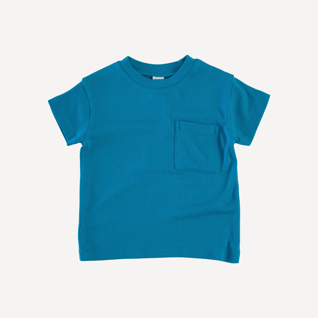 short sleeve relaxed classic pocket tee | sapphire | modal skinny rib