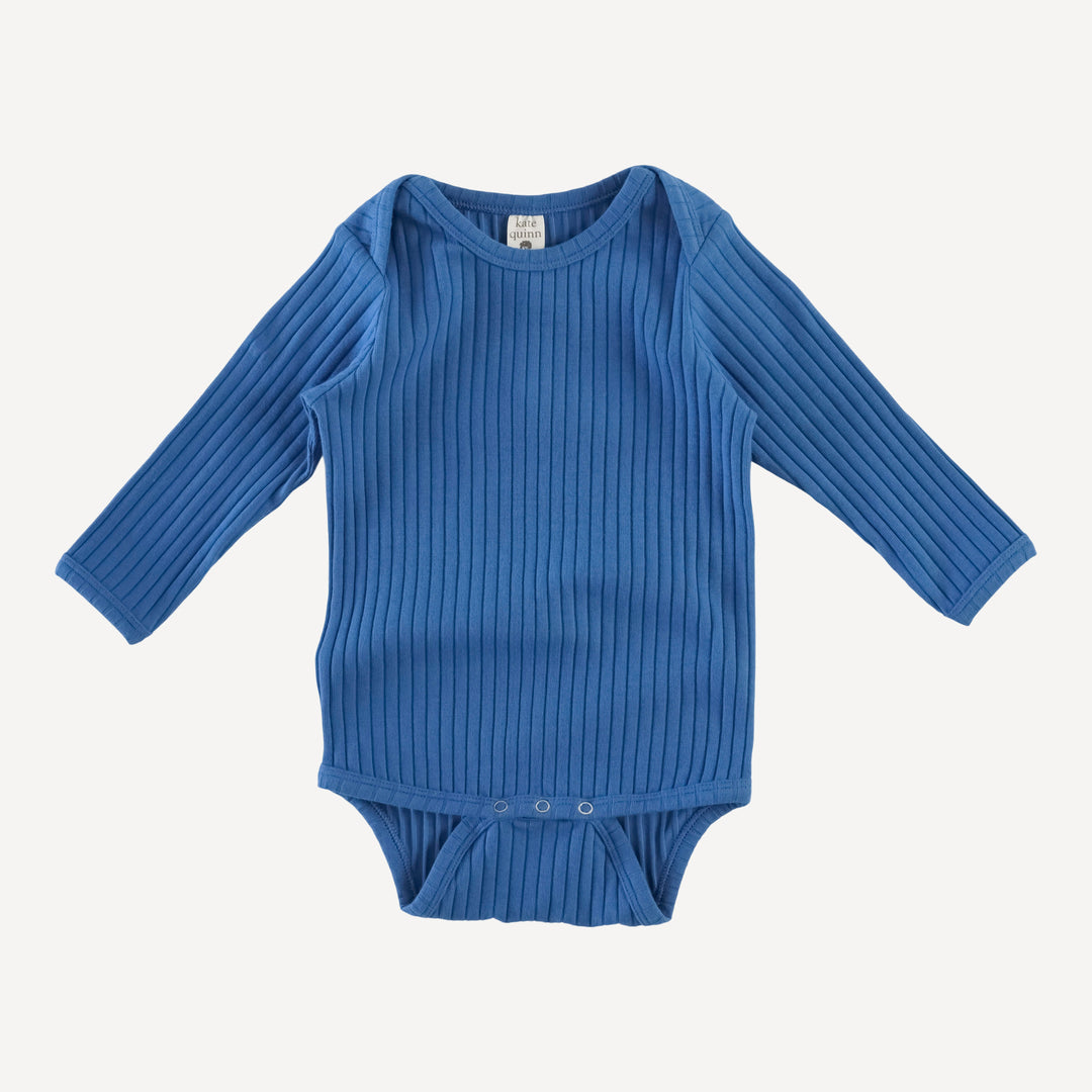 long sleeve lap neck bodysuit | sapphire | organic cotton wide rib