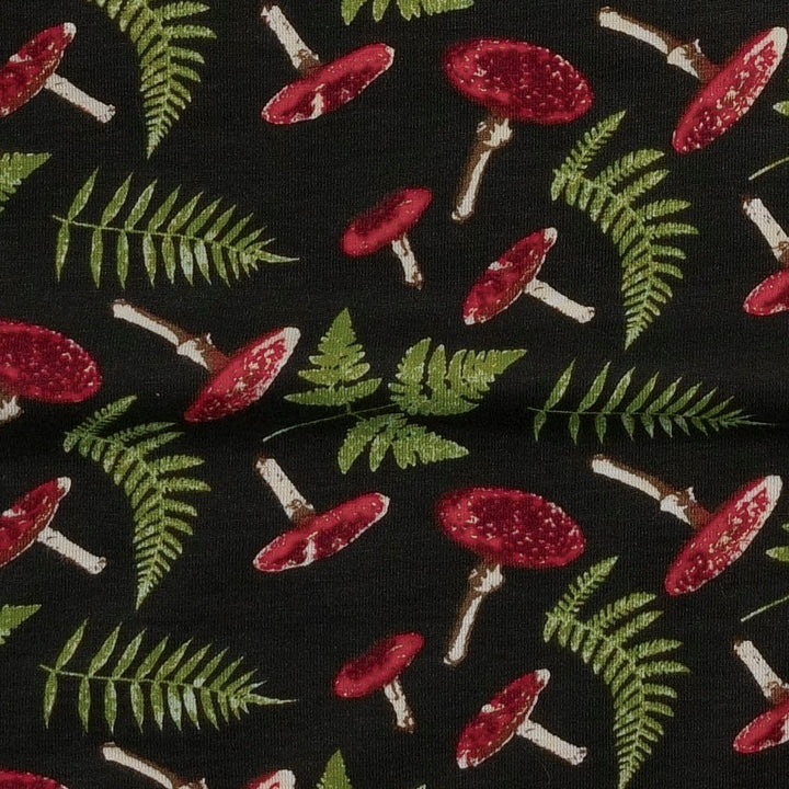 mens short sleeve henley top | scarlet mushroom fern | organic cotton interlock