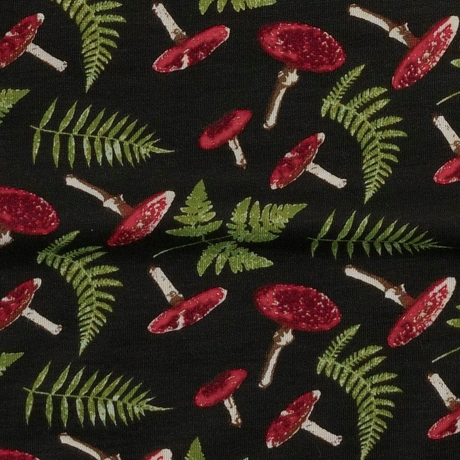 long sleeve two way zipper footie | scarlet mushroom fern | organic cotton interlock