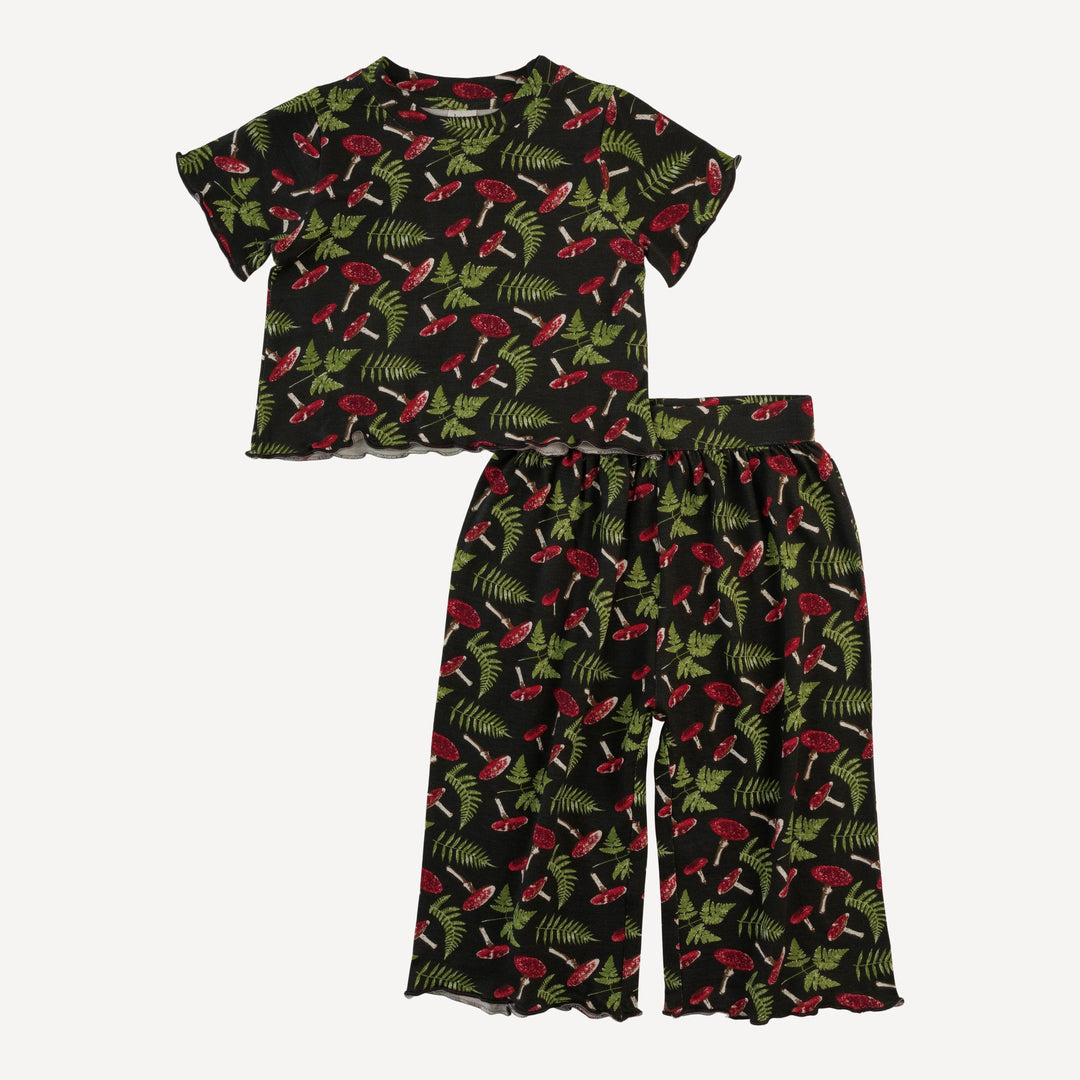 short sleeve jade set | scarlet mushroom fern | organic cotton interlock